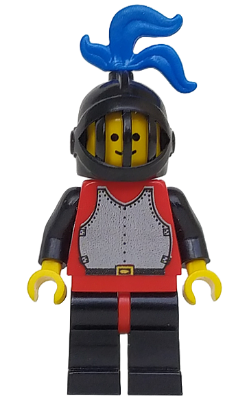 Breastplate - Red with Black Arms, Black Legs with Red Hips, Black Grille Helmet, Blue Plume