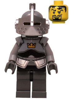 Fantasy Era - Crown Knight Plain with Breastplate, Helmet with Visor, Curly Eyebrows and Goatee, Black Hips, Dark Bluish Gray Legs