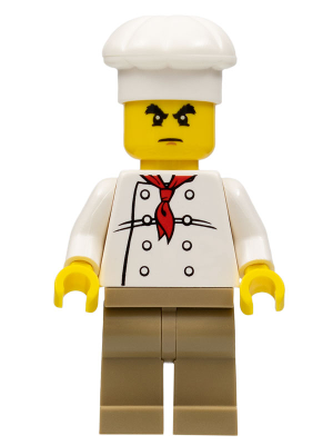 Chef - White Torso with 8 Buttons, Dark Tan Legs, Bushy Eyebrows
