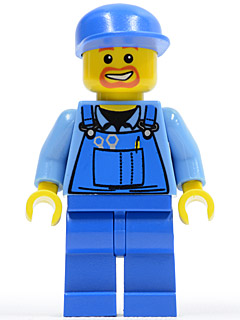 Overalls with Tools in Pocket Blue, Blue Cap, Beard Around Mouth