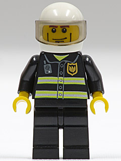 Fire - Reflective Stripes, Black Legs, White Standard Helmet, Cheek Lines