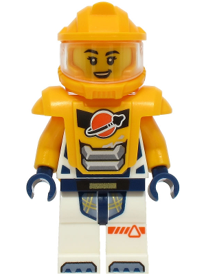 Astronaut - Female, White Spacesuit with Bright Light Orange Arms, Bright Light Orange Helmet, Bright Light Orange Armor