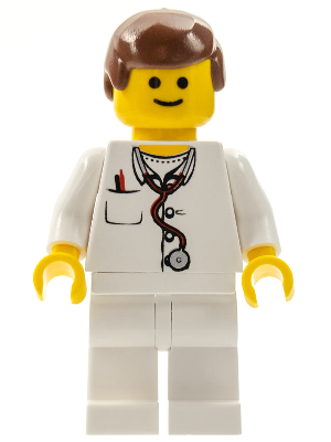 Doctor - Lab Coat Stethoscope and Thermometer, White Legs, Reddish Brown Male Hair