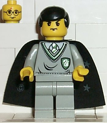 Gregory Goyle - Light Gray Slytherin Sweater and Legs, Black Cape with Stars, Black Hair (Harry Potter Transformation)