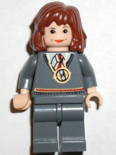 Hermione Granger - Gryffindor Stripe Torso with Time Turner Necklace, Dark Bluish Gray Legs