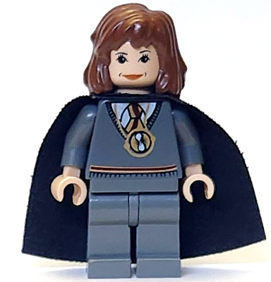 Hermione Granger - Gryffindor Stripe Torso with Time Turner Necklace, Dark Bluish Gray Legs, Black Cape
