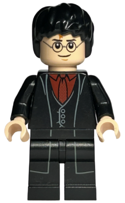 Harry Potter - Black Long Coat and Vest, Dark Red Shirt and Tie