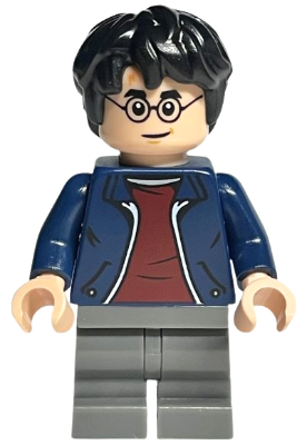 Harry Potter - Dark Blue Jacket with Dark Red Shirt, Dark Bluish Gray Medium Legs, Black Hair