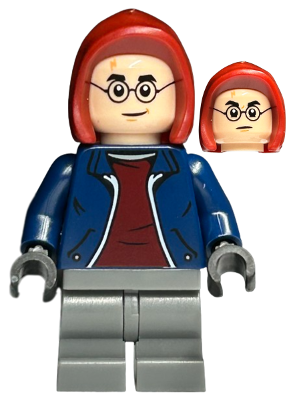 Harry Potter - Dark Blue Jacket with Dark Red Shirt, Dark Bluish Gray Medium Legs, Dark Red Hood