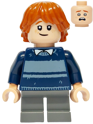 Ron Weasley - Dark Blue Striped Sweater, Dark Bluish Gray Short Legs