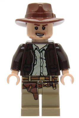 Indiana Jones - Dark Brown Jacket, Reddish Brown Fedora, Open Mouth Lopsided Grin