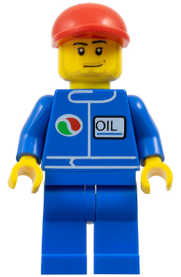 Octan - Blue Oil, Blue Legs, Red Short Bill Cap, Smirk and Stubble Beard