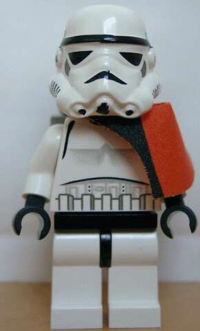 Sandtrooper - Orange Pauldron (Solid), No Survival Backpack, No Dirt Stains, Helmet with Solid Mouth Pattern and Solid Black Head