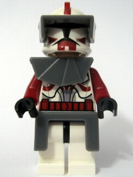 Clone Trooper Commander Fox, Coruscant Guard (Phase 1) - Dark Bluish Gray Visor, Pauldron, and Kama, Large Eyes (Undetermined Type)
