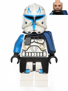 Clone Trooper Captain Rex, 501st Legion (Phase 2) - Blue Cloth Pauldron, Black Cloth Kama, Large Eyes