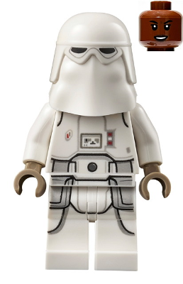 Snowtrooper - Female, Printed Legs, Dark Tan Hands, Reddish Brown Head, Open Mouth Smirk