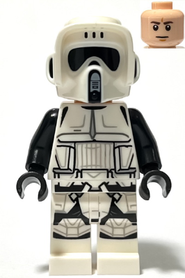 Imperial Scout Trooper - Male, Dual Molded Helmet, Light Nougat Head, Dark Brown Eyebrows, Frown