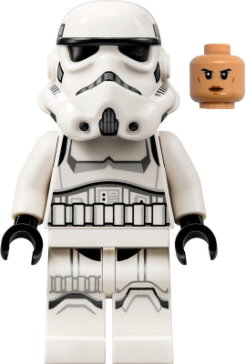 Imperial Stormtrooper - Female, Dual Molded Helmet with Light Bluish Gray Panels on Back, Shoulder Belts, Nougat Head, Frown
