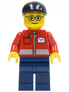 Post Office White Envelope and Stripe, Dark Blue Legs, Black Short Bill Cap