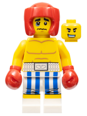 Boxer, Black Eye, Blue and White Striped Trunks