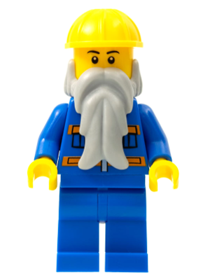 Blue Jacket with Pockets and Orange Stripes, Blue Legs, Beard, Yellow Construction Helmet, Black Eyebrows