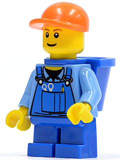 Overalls with Tools in Pocket Blue, Orange Short Bill Cap, Blue Short Legs, D-Basket (Undetermined Eyebrows)