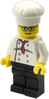Chef - White Torso with 8 Buttons, Black Legs, Glasses