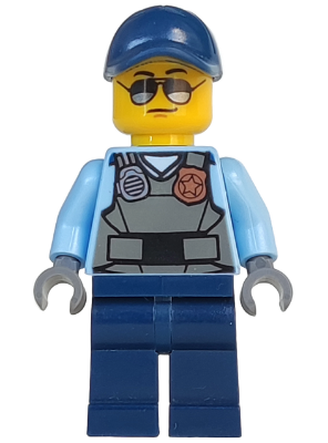Police - City Officer, Sunglasses, Gray Vest with Radio and Gold Badge, Dark Blue Legs, Dark Blue Cap