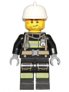 Fire - Reflective Stripes with Utility Belt, White Fire Helmet, Beard Stubble