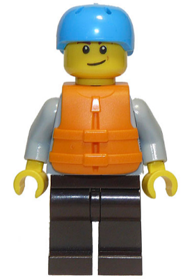 Rafter, Adult Son, Dark Azure Sports Helmet, Orange 2 Strap Life Jacket