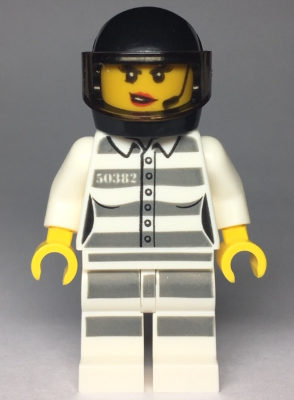 Sky Police - Jail Prisoner 50382 Prison Stripes, Female, Scowl with Red Lips and Open Mouth, Black Helmet