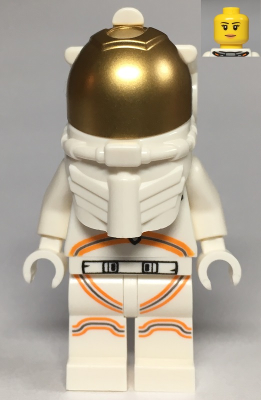 Astronaut - Female, White Spacesuit with Orange Lines, Closed Mouth Smile