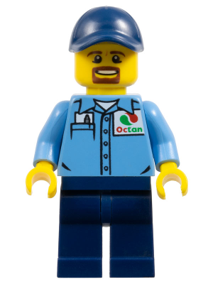 Gas Station Worker - Medium Blue Shirt with 'Octan' Logo, Dark Blue Legs and Cap