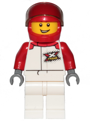 Race Car Driver - Male, White and Red Jumpsuit with 'XTREME' Logo, White Legs, Red Helmet
