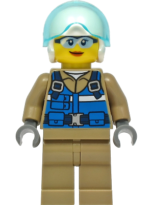 Wildlife Rescue Pilot - Female, Blue Vest, White Helmet, Dark Tan Legs