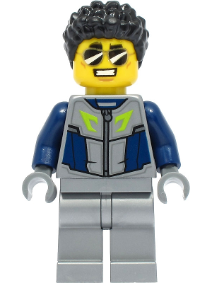 Duke DeTain - Stuntz Driver, Dark Blue and Flat Silver Racing Suit