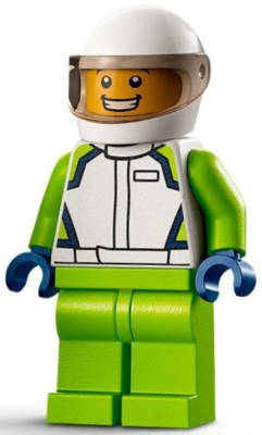 Race Car Driver - Male, White Racing Jacket and Helmet, Lime Legs