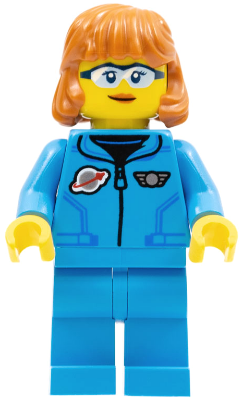 Lunar Research Astronaut - Female, Dark Azure Jumpsuit, Dark Orange Hair, Safety Glasses