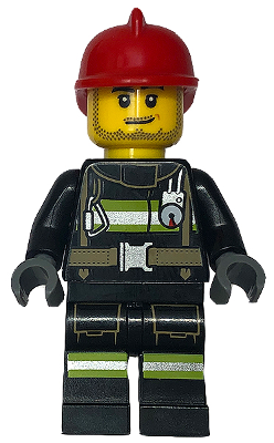 Fire - Reflective Stripes with Utility Belt, Red Fire Helmet, Male Smirk