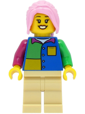 Passenger - Female, Blue Shirt, Tan Legs, Bright Pink Hair