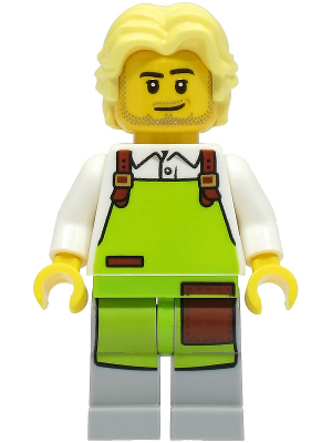 Cyclist - Male, White Shirt, Lime Apron, Bright Light Yellow Hair