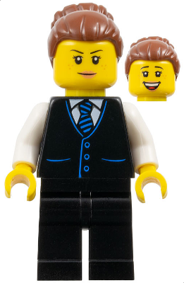 Hotel Receptionist - Female, Black Jacket with Tie, Black Legs, Reddish Brown Hair