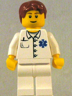 Doctor - EMT Star of Life Button Shirt, White Legs, Dark Orange Short Tousled Hair (Undetermined Eyebrows)