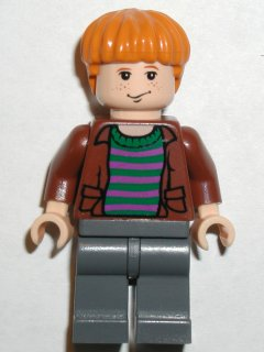 Ron Weasley - Brown Open Shirt and Striped Sweater