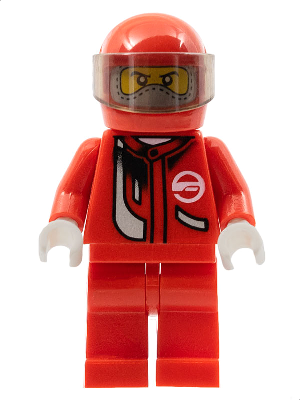 Racer, Red with Light Bluish Gray Balaclava, Red Helmet, Trans-Brown Visor