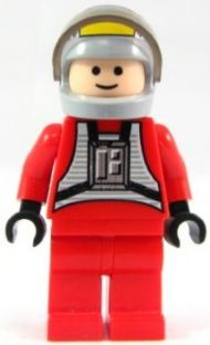 Rebel Pilot B-wing - Light Nougat Head, Light Bluish Gray Helmet, Trans-Brown Visor, Red Flight Suit