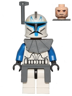 Clone Trooper Captain Rex, 501st Legion (Phase 1) - Dark Bluish Gray Rangefinder, Pauldron, and Kama, Large Eyes