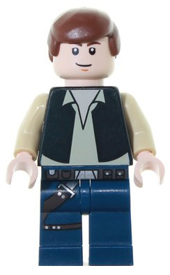 Han Solo, Black Vest, Dark Blue Legs, Eyes with Pupils