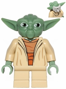 Yoda - Clone Wars, Light Bluish Gray Hair, Torso with Back Print