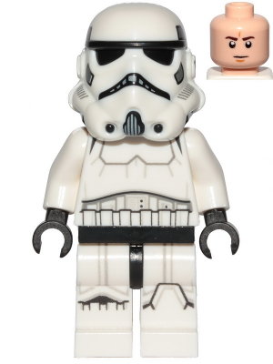 Imperial Stormtrooper - Male, Dual Molded Helmet with Light Bluish Gray Panels on Back, Light Nougat Head, Frown